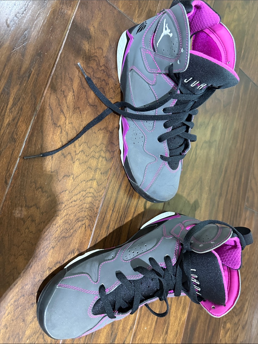 Nike Gray and Purple Jordan True Flight Sneakers